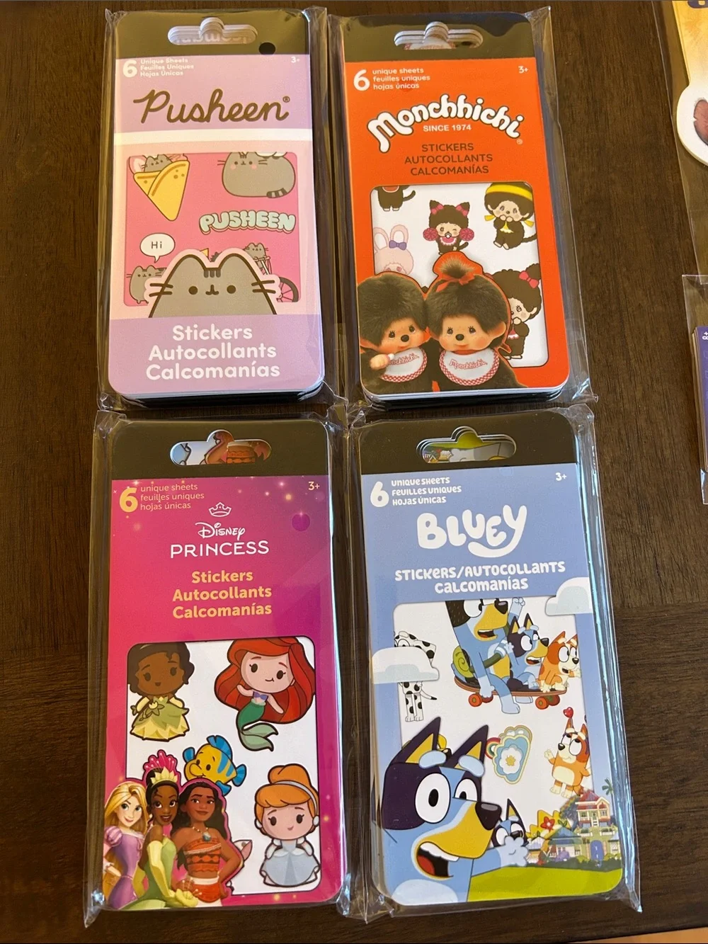 4 packages of 6 pack sets of stickers sealed